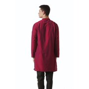 In-Sattva Men's Mandarin Collar Micro Dobby Fine Print Mid-Length Kurta Tunic; Magenta