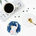 thumbnail image 5 of Kll Octagon Drink Coasters Set Of 4,Pu Leather Absorbent Coasters Set Decorative Coffee Cup Coasters Housewarming Gift For Home Decor-Cute Elephant Sitting In The Moon With Little Bunny, 5 of 9