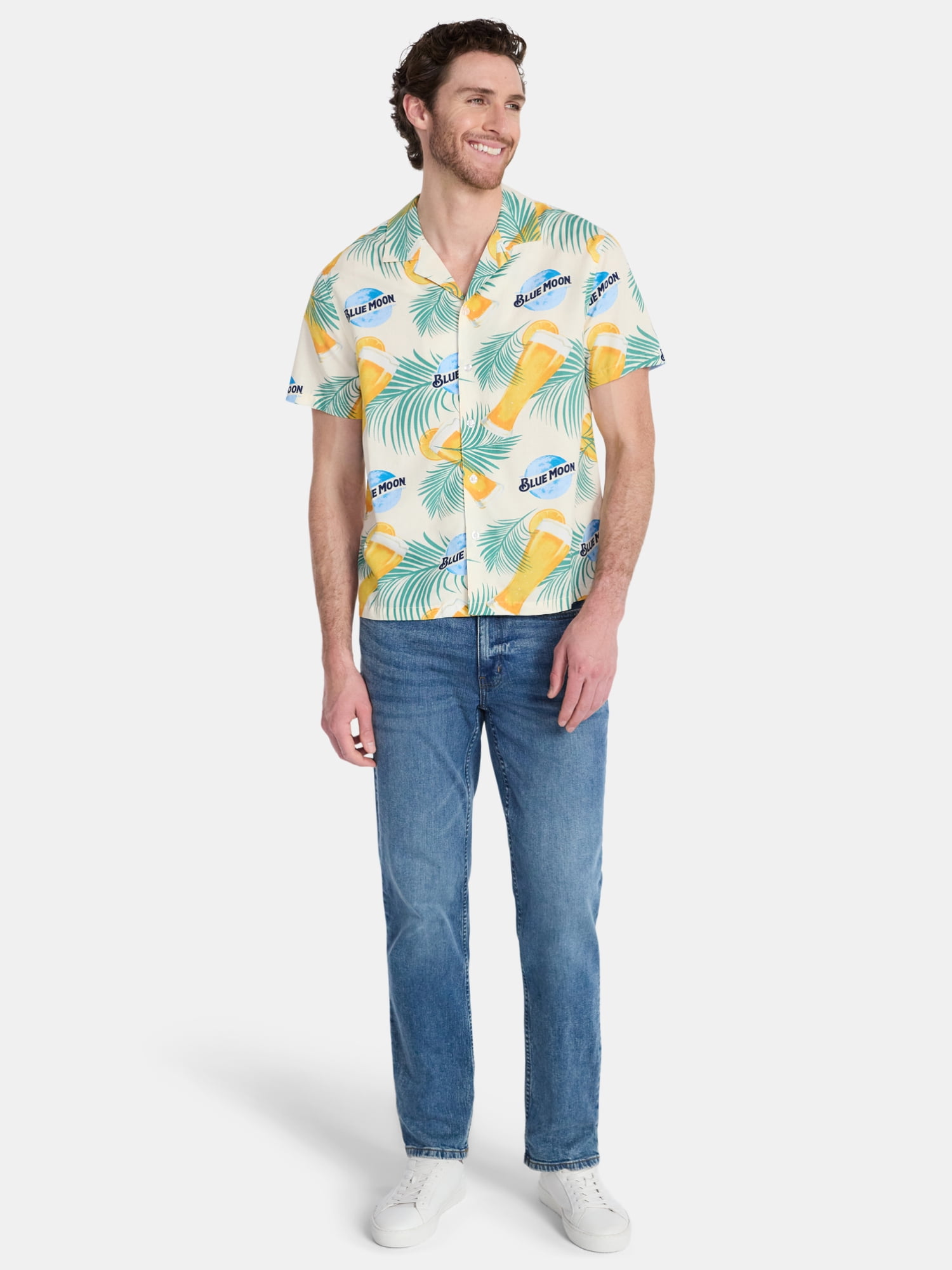 Blue Moon Men's and Big Men's Button Up with Short Sleeves, Sizes XS-5XL