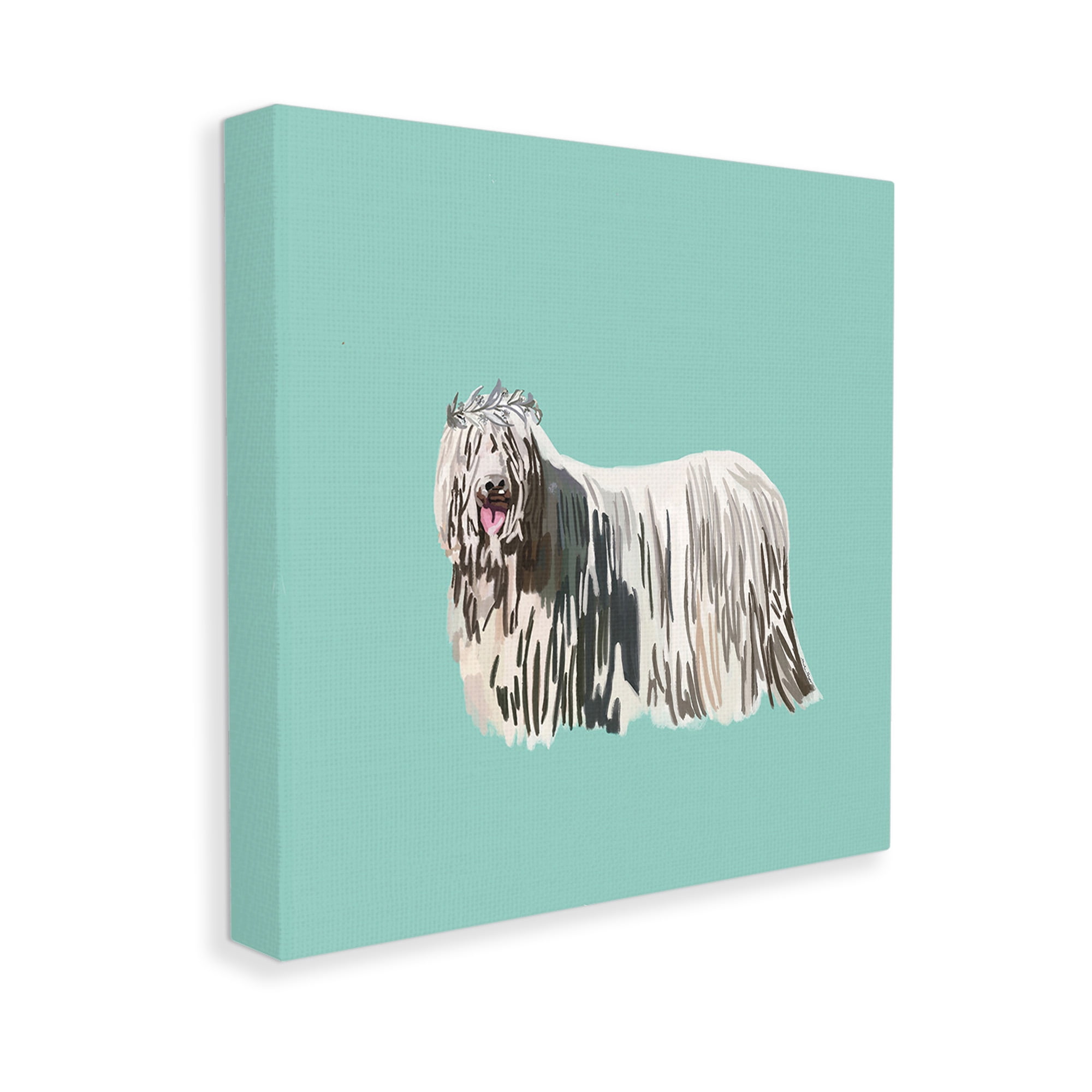 Stupell Industries Long Haired Dog in Crown Animals & Insects Painting Gallery Wrapped Canvas Art Print Wall Art, 17 x 17