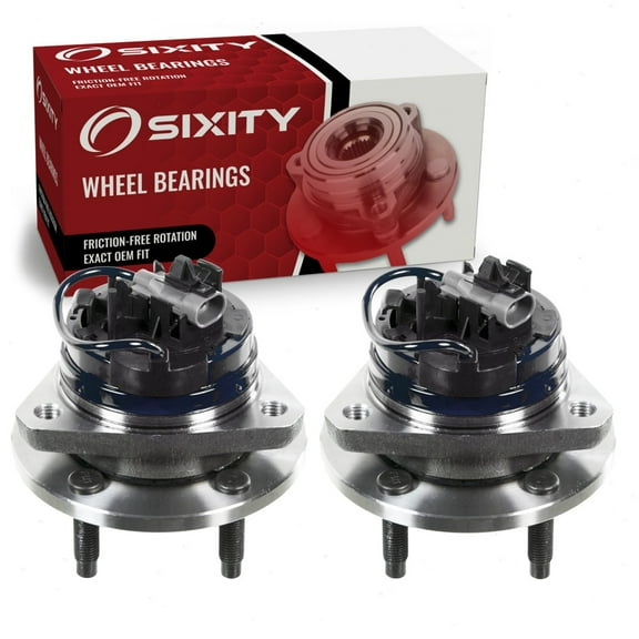 Sixity Auto 2 pc 513214 Front Wheel Bearing Hub Assembly compatible with Chevy Malibu 2004-2012, Cobalt HHR 2008-2010, for Pontiac G6 2005-2010, for Saturn Aura 2007-2009 - 5 Lug w/ ABS