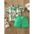 thumbnail image 3 of SAYOO Toddler Kids Boys 2 Pieces Outfit Animals Leaves Print Short Sleeve Shirts + Solid Color Shorts Summer Set, 3 of 8