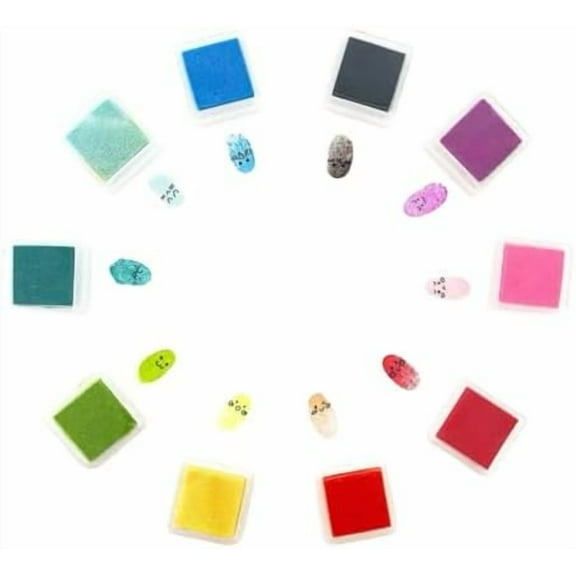 Washable Ink Stamps for Kids – 10 Bright Colors Fingerprint Art Pad Set with Drawing Guide – Non-Toxic Craft Supplies for Toddlers, Preschool & Classroom Activities$$Art & Craft