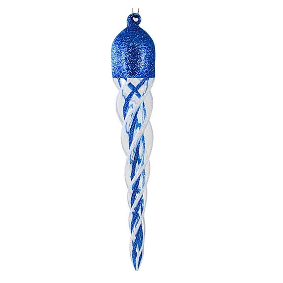 Craftoutlet.Com Glittered Icicle - One Ornament 8.75 Inch, Glass - Clear Twisted 58026-Teal