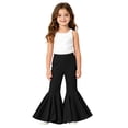 thumbnail image 3 of TIREOW Toddler Baby Girls Bell Bottom Pants Elastic Waist Solid Color Oversize Hem Flare Pants Soft Knit Flare Trousers, 3 of 7