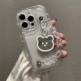 thumbnail image 1 of Cute Whtie Bear Pendant Rhombus Bead Bracelet Clear Soft Case Compatible For IPhone 14 12 11 13 Pro Max X XS XR Shockproof Protective Cover, 1 of 3