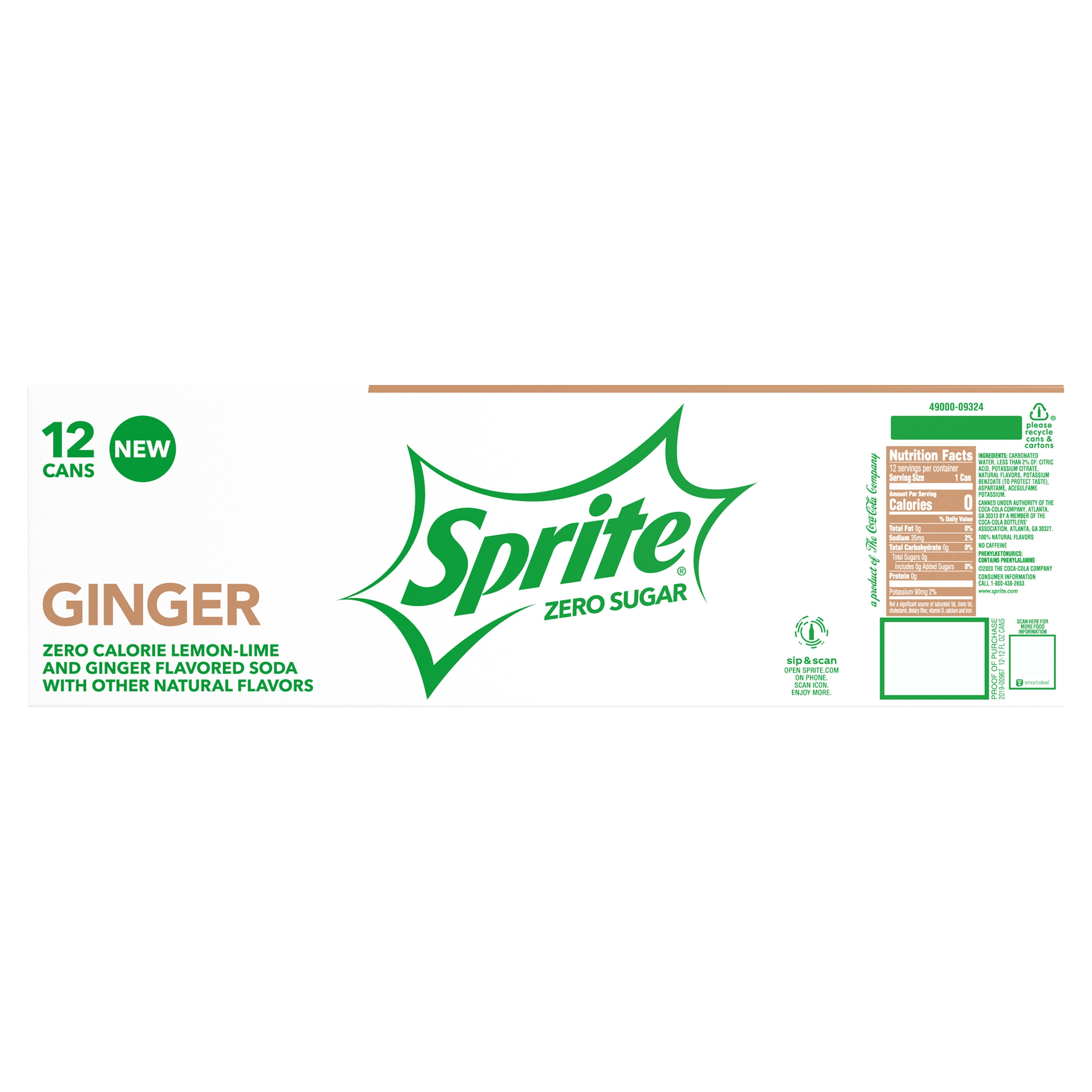 Sprite Ginger Zero Sugar Fridge Pack Cans, 12 fl oz, 12 Pack - image 2 of 8