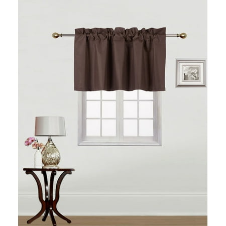 Brown Rod Pocket RS9 1-Piece BROWN Swag Straight Insulated Foam Lined Blackout Rod Pocket Window Valance 38