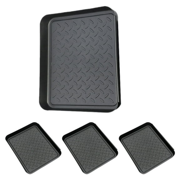 Worgeous 4pcs Decorative Shoe Tray For Entryway Plastic Boot Tray Shoe Mat For Shoes Boots Plants And Pet Bowls For Home Decor Indoor And Outdoor Use Black