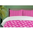 thumbnail image 4 of Ambesonne Floral Duvet Cover Sets, Rhythmic Polka Dots Roses, 2-Queen, Magenta Pale Pink, 4 of 7