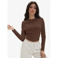 thumbnail image 5 of Womens Long Sleeve Shirts Basic Crop Tops Going Out Fall Fashion Slim Fit, 5 of 6