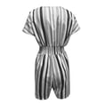 thumbnail image 3 of Aayomet Womens Jumpsuits Casual Womens Summer Fashion Elastic Waist Striped Print V Neck Button Short Sleeve Jumpsuit,Gray S, 3 of 5