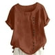 thumbnail image 1 of Fiudx Ofertas Del Día Camiseta de Verano con Cuello Redondo y Manga Corta para Mujer, Informal, con Botones Impresos, 1 of 5