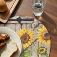 thumbnail image 3 of Farmhouse Sunflowers Round 15 Inch Placemats Set of 8, Rustic Barn Doors Flowers Butterfly Wooden HeatResistant Non Slip Place Mats for Dining Table, Wipeable Kitchen Table Mats for Housewarming, 3 of 9