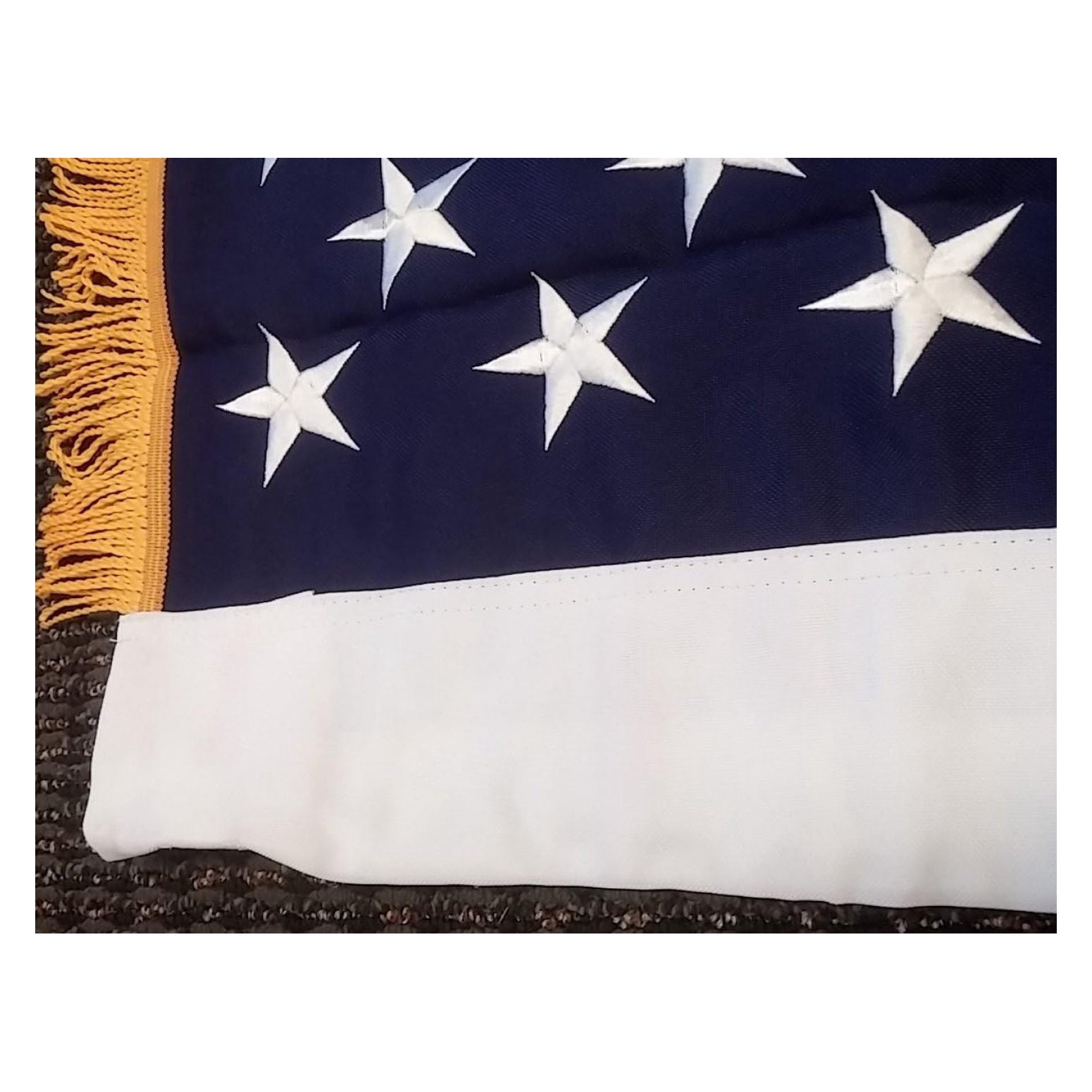 3x5 FT USA 2 PLY Embroidered American Flag with Fringe US Banner New