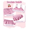 thumbnail image 5 of Aideaone Girls Silk Pajama Sets 3pcs Button Down Kids Satin Pjs set Short Sleeve Sleepwear 6-13 Years, 5 of 6