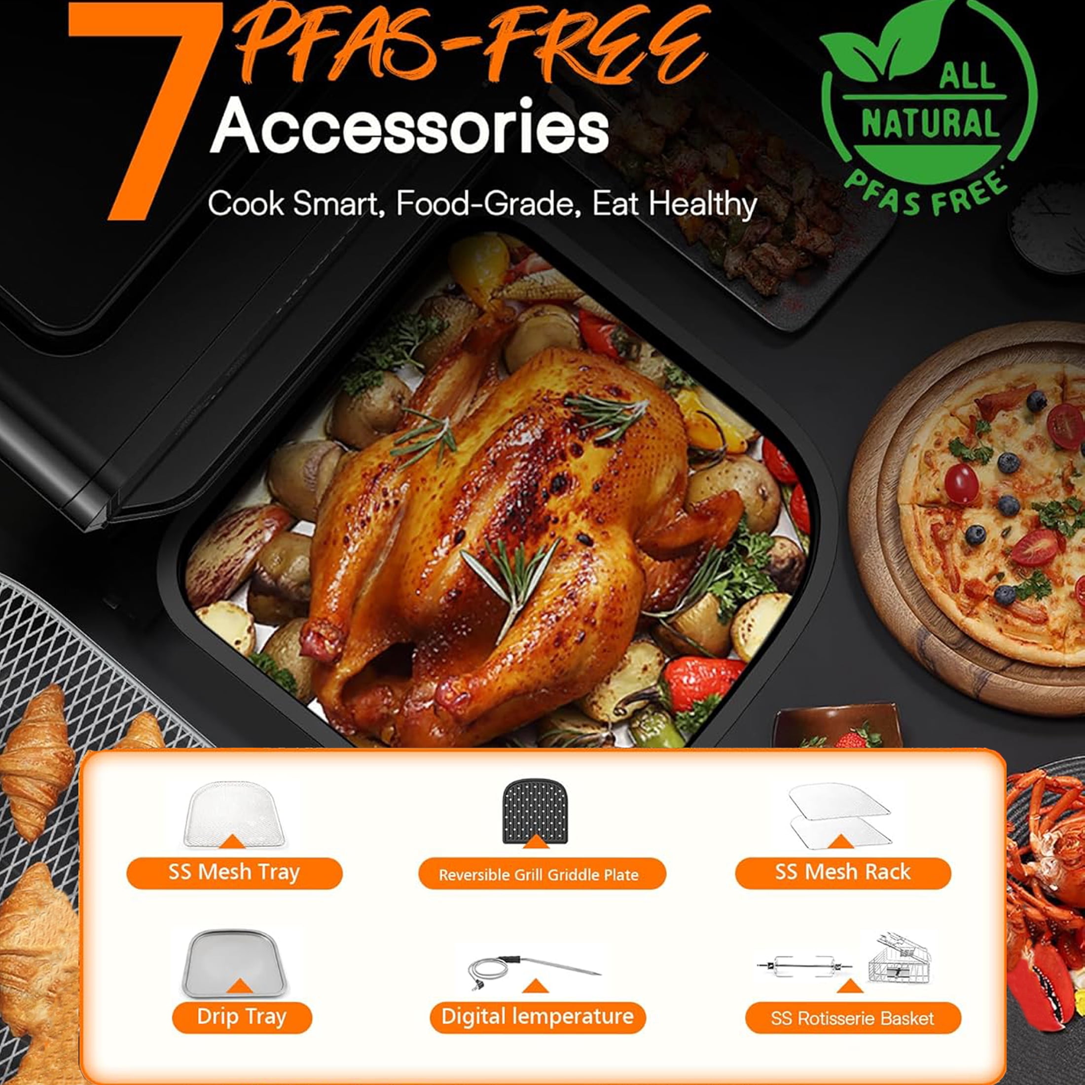 Nuwave Brio 15.5 QT Digital Air Fryer, X-Large Family Size Air Fryer Rotisserie Oven