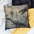 thumbnail image 2 of BANET Throw Pillow , Grayscale in an Araucaria Prehistorics , Decorative Square Accent Pillow Case 24x24in, 2 of 5