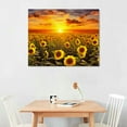 thumbnail image 2 of COMIO  Wall Art Canvas Painting Beautiful sunset over sunflower field yellow sunflower canvas Picture Poster Print Framed and Stretched for Living Room Bedroom Office, 2 of 4