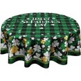 thumbnail image 1 of St.Patrick''s Day Tablecloth Gold Green Clover Round Tablecloth 60 Inch Lucky Shamrock Table Cloth for Farmhouse Kitchen Decor Polyester Fabric Green Buffalo Plaid Table Cover for Party Outdoor, 1 of 5