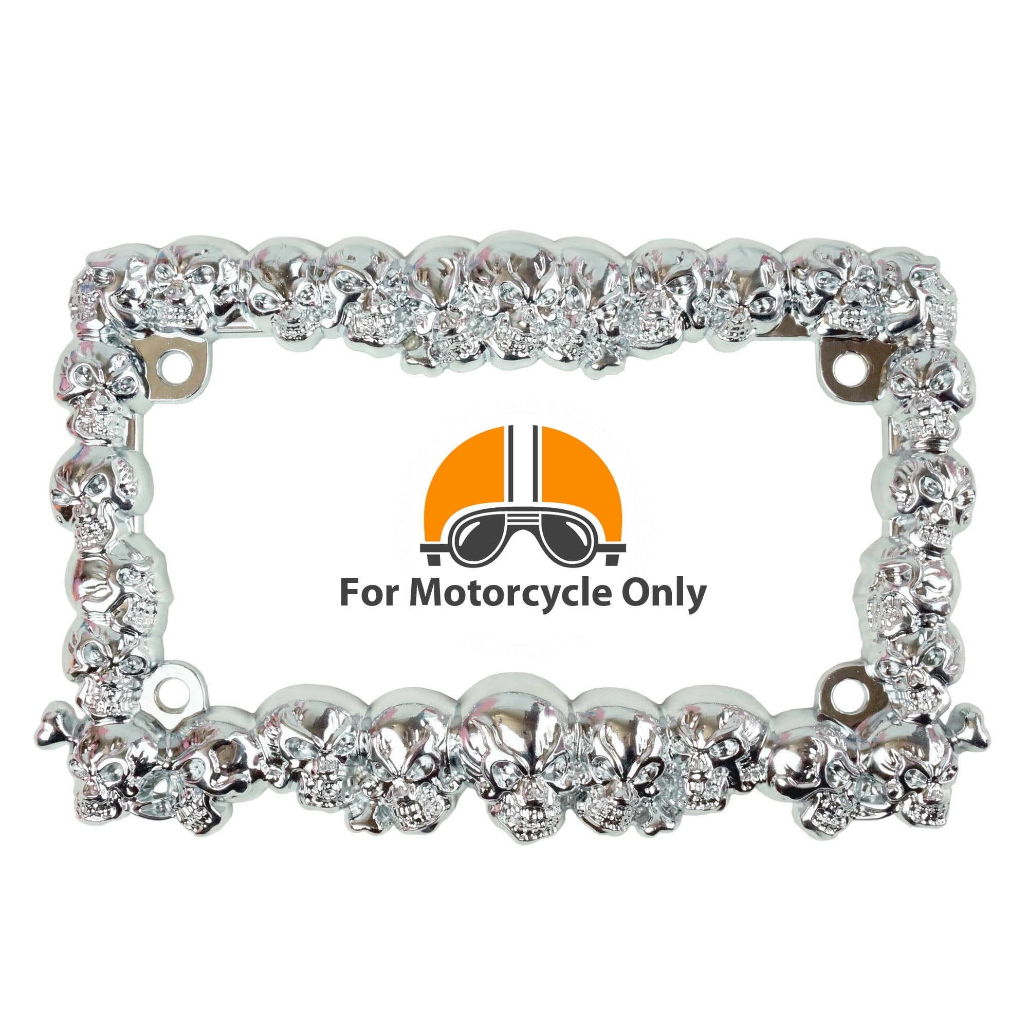 3D Skulls Style Zinc Metal Chrome Finished Motorcycle License Plate Frame