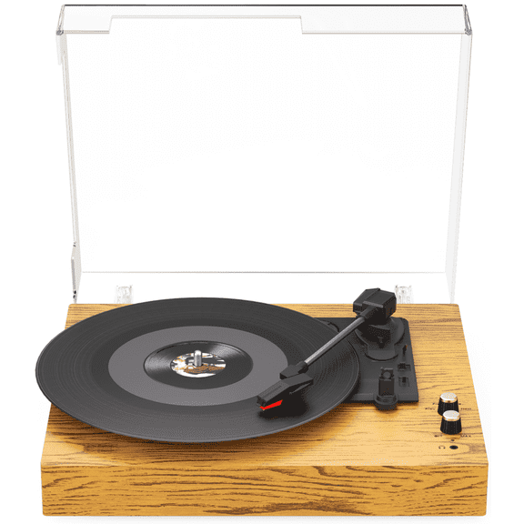 Maio E300 Vintage Gramophone, Vinyl Record, Turntable, Gramophone Device, High-Fidelity Stereo, Built-In Speaker, 3-Speed, Belt-Driven Vintage Gramophone, 3.5mm Music Output, Can Be Connected To Exte
