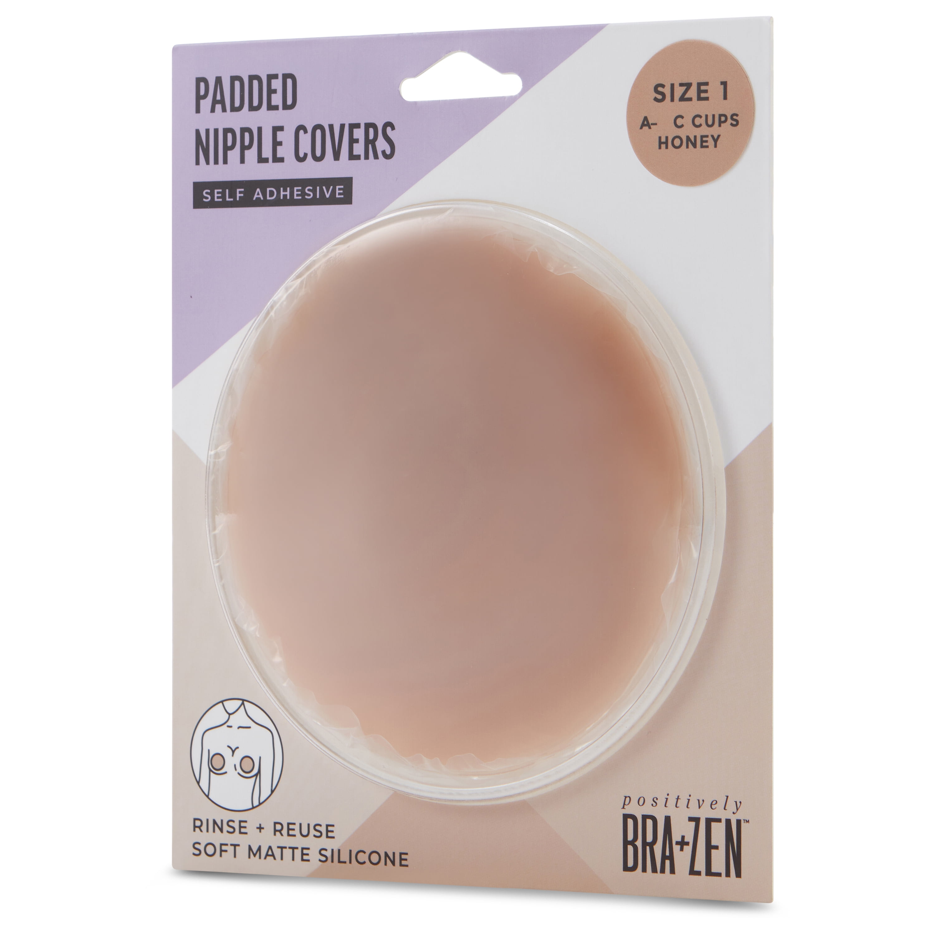 Positively BRA+ZEN Reusable Silicone Padded Adhesive Nipple Covers Pasties, Cup Size A-C