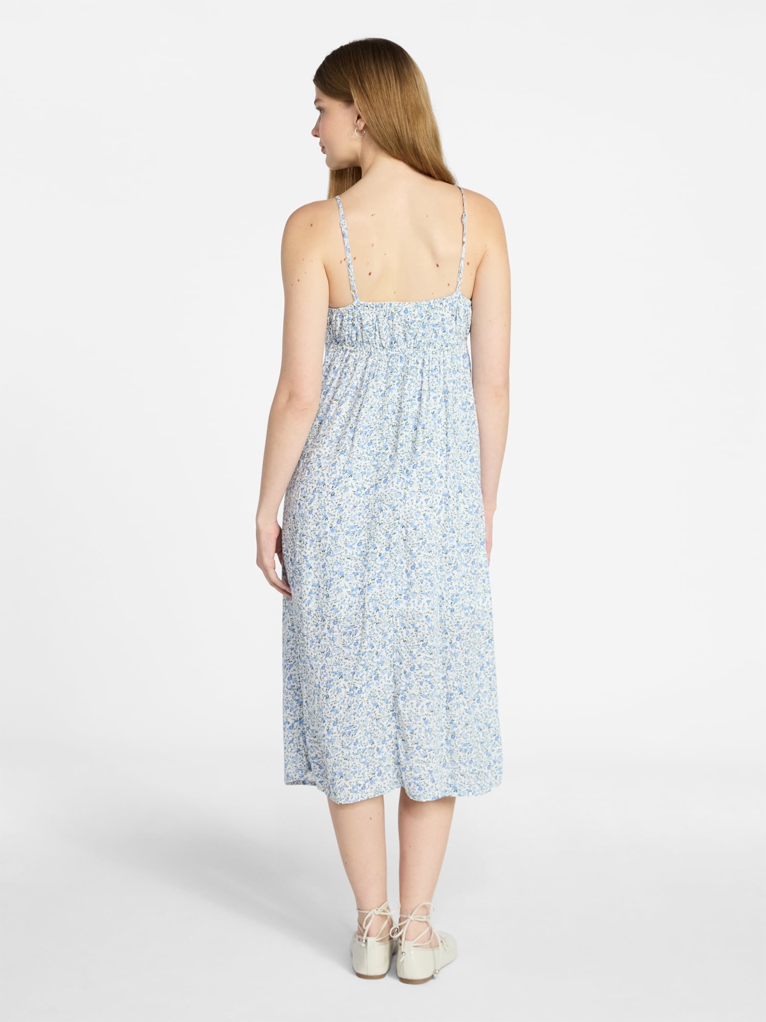 No Boundaries Shirred Midi Dress, Women's XXS-XXL
