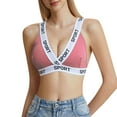 thumbnail image 1 of ManxiVoo Contrast Trim Bralette with Fashionable Letter Detail Comfortable Wireless Triangle Cup Top S Size Pink, 1 of 7