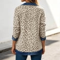 thumbnail image 5 of Miaoju Womens Leopard Denim Patchwork Collared Shirt Jacket Casual Long Sleeve Button Front Denim Blazer Lightweight Shacket, 5 of 9