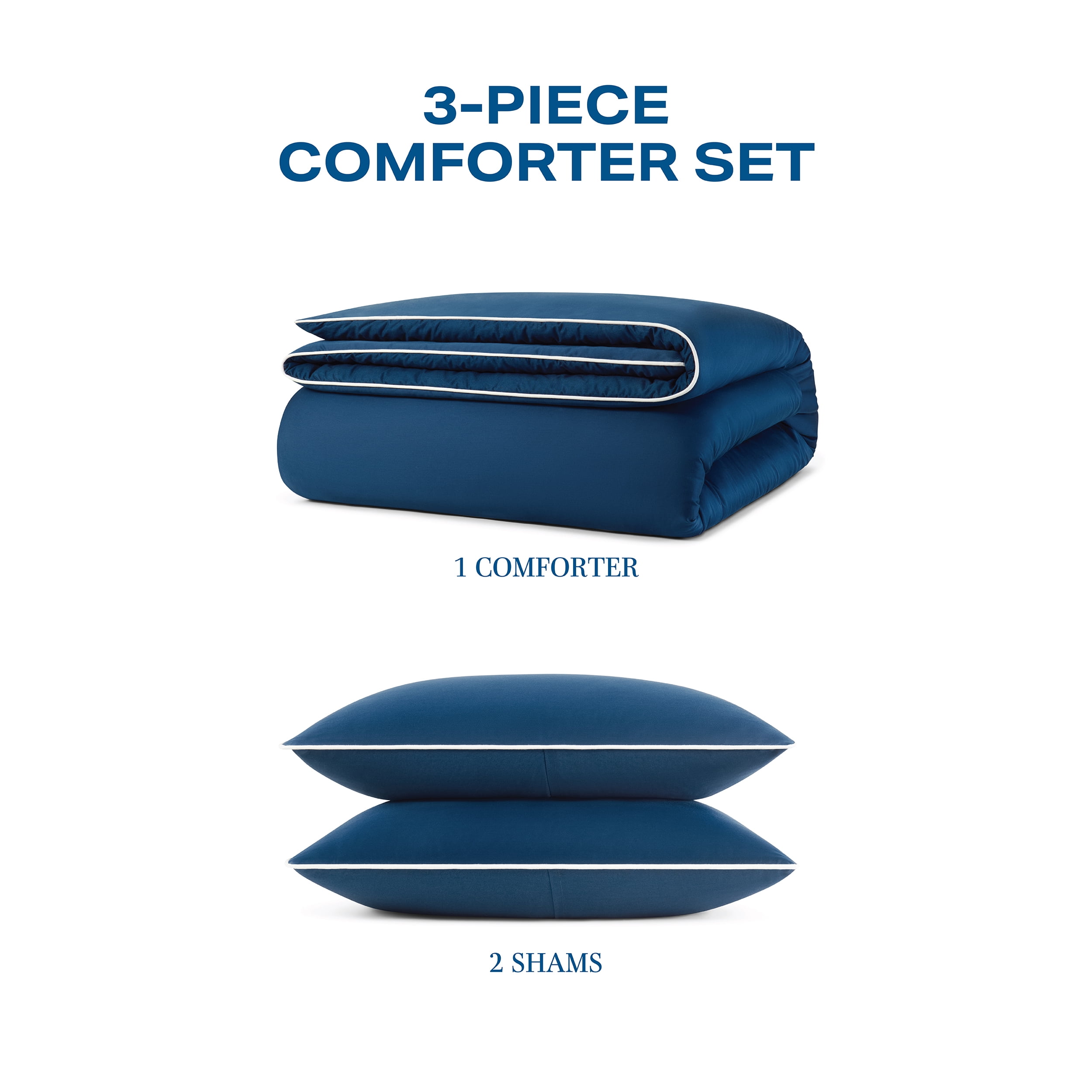 Wamsutta 1846 Cotton Tencel 3-Piece Titan Blue Solid Comforter Set, King