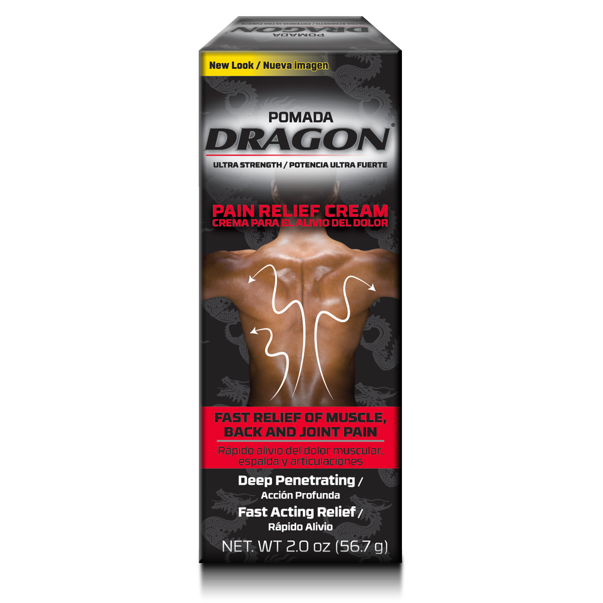Pomada Dragon Relief Cream Ultra Strength Back & Joint Pain, 2 oz, 3 Pack