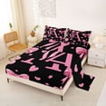 thumbnail image 2 of Erosebridal Letter A Monogrammed Queen Sheet Sets,Pink Ribbon Bow Girls Bed Set For Kids 4pcs, 2 of 6