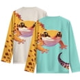 thumbnail image 2 of POLERO Leopard Lizard Shirt for 13-14Y Boys Long Sleeve Blue Beige Casual T-Shirt Toddler Kids Crew Neck Pullover Lightweight Tee Shirts, 2 of 6