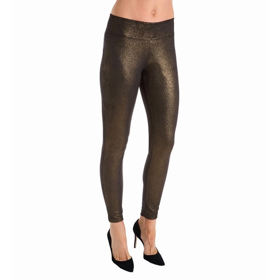 Women's MeMoi MSL-016 Metallic Slimming Legging (Black/Gold L/XL)