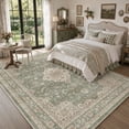 thumbnail image 4 of SIXHOME 6'x9' Vintage Medallion Floral Area Rug, Soft Low Pile Non Slip Washable Indoor Rugs for Living Room, Bedroom, Dining Room, Green, 4 of 8