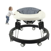 Foldable Baby Walker For Boys Girls Activity Center With Mute Wheels Anti-Rollover Adjustable 9 Height For Toddler Babies 6-18Months（gray）