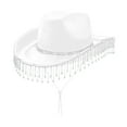 thumbnail image 3 of Guardoinrt Chapeau de Cowboy pour Femmes Adultes Décontracté avec Sangle Noire Réglable pour Protection Blanc 40x33x14cm, 3 of 6