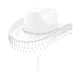 thumbnail image 3 of Sombrero de vaquero para mujer, moderno, con correa para la barbilla y flecos de diamantes de imitación, sombrero para despedida de soltera Blanco, 3 of 8