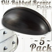 Cabinet Hardware Bin Cup Drawer Handle Pull - 3" Inch (76mm) Hole Centers (5pk Oil Rubbed Bronze)