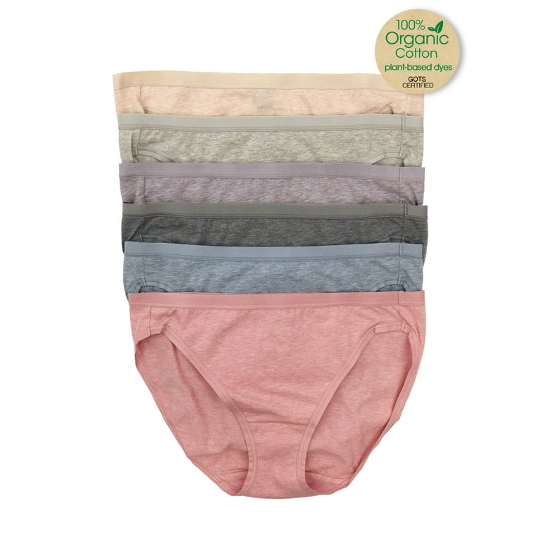 Felina Organic Cotton Bikini Underwear for Women - Bikini Panties for Women  (6-Pack) (Large, Sandalwood)