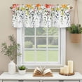 thumbnail image 3 of Orange Red Flowers Window Valance Curtain Spring Leaves Plant Rod Pocket Short Curtain for Living Room, Bedroom & Kitchen Window Decor 42x18in, 3 of 8