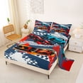 thumbnail image 2 of Castle Fairy Dynamic Race Cars Full Size Sheets 4-Piece for Teens, Striking Racing Vehicle Print Bed Sheets for Modern Room, Navy Blue, 2 of 6