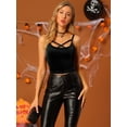thumbnail image 3 of INSPIRE CHIC Camiseta sin mangas con tirantes finos de terciopelo y tirantes finos para mujer Negro XL, 3 of 6