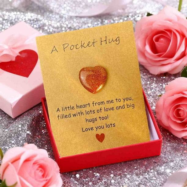 Porta Tarjetas de Regalo de Cristal En Forma de Corazón | Recuerdo de Bolsillo de Plástico Resistente | Incluye Tarjeta de Felicitación para Notas Personalizadas | Ideal para Cumpleaños, Festividades
