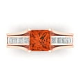 thumbnail image 2 of 2.28 ct Brilliant Princess Cut Red Zircon 18K Rose Gold Solitaire with Accents Engagement Bridal Wedding Ring Band Set size 4, 2 of 7