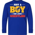 thumbnail image 3 of Inktastic Just a Boy Who Loves Wrestling Long Sleeve Youth T-Shirt, 3 of 5
