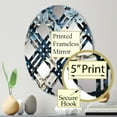thumbnail image 3 of Designart "Blooming Brush of White and Blue Poinsettias" Poinsettias Plaid Round Wall Mirror - Floral Oval Printed Decorative Mirror - Multiple Color Options, 3 of 5