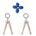 thumbnail image 1 of Parche de Baqueta de Goma Azul 2 Piezas Mini Llavero de Madera Natural para Tambor, 1 of 1