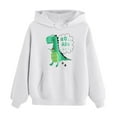 thumbnail image 5 of Tfken Toddler Teen boys Sweatshirt Hooded Long Sleeve Dinosaur Print Athletics Tops Soft Hoodies White Size 9-10 Years, 5 of 6